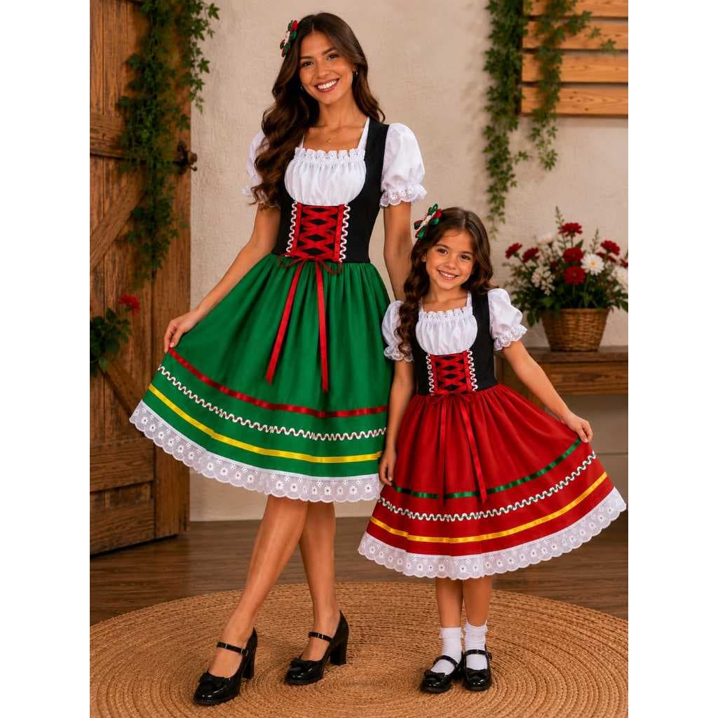 vestido oktoberfest/italiana/germânica/infantil e adulto