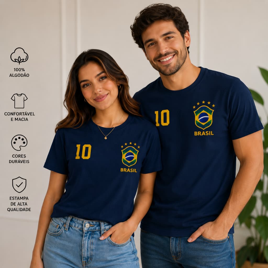 Camiseta Copa do Mundo 2026 Brasil Tropical Lançamento Hexa Número 10 Unissex Envio Imediato