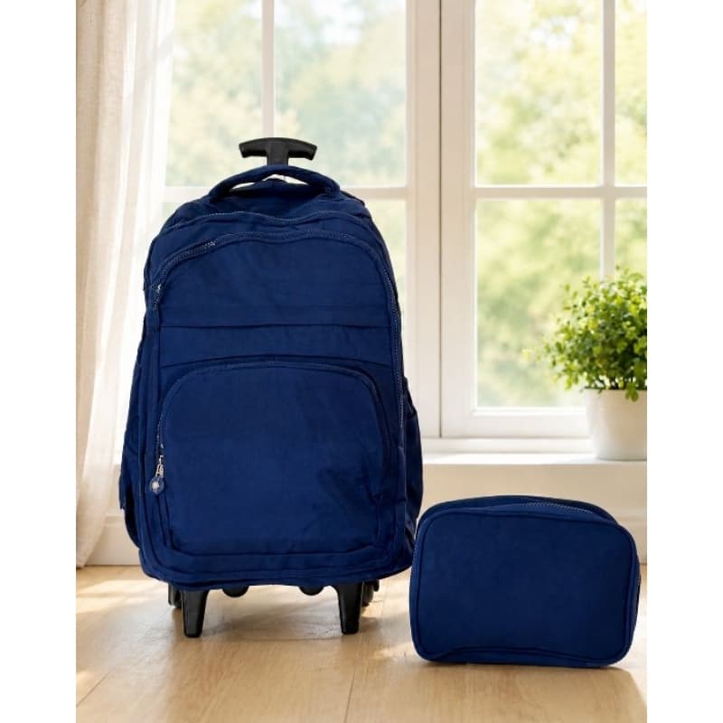 Kit Mochila Rodinha com estojo alça costas regulável acolchoada