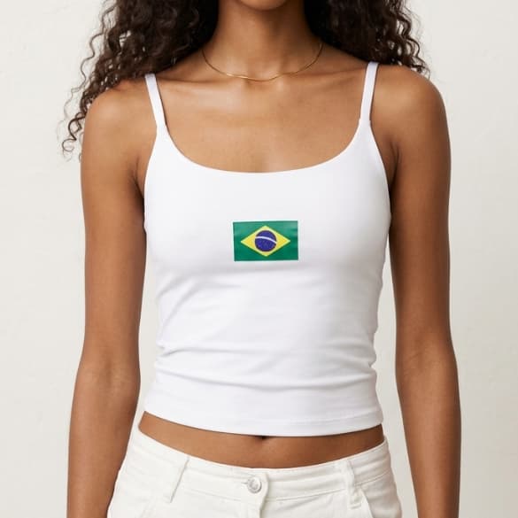 Regata Feminina Brasil Alça Fina Forro Duplo Sem Transparência Premium Copa