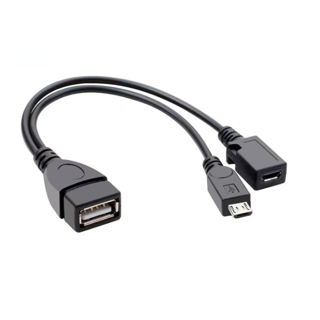 20cm 2 en 1 Micro USB Host Power Y Splitter USB 2,0 adaptador de Terminal de puerto OTG Cable para Fire Tv 3 o 2a genera