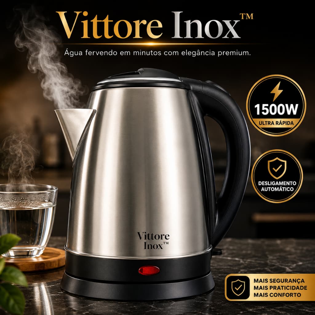 Chaleira Elétrica Inox 1,8L 1500W Ultra Rápida Desligamento Automático 220V