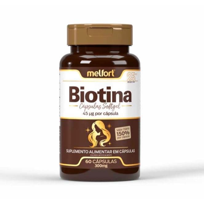 Biotina 60 Capsulas softgel Para Cabelo e Unhas Melfort
