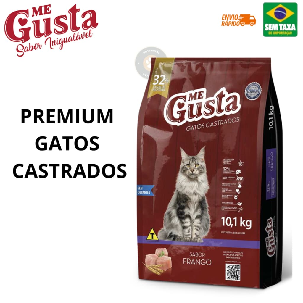 Ração Me Gusta Gatos Castrados 10,1kg Sabor Frango