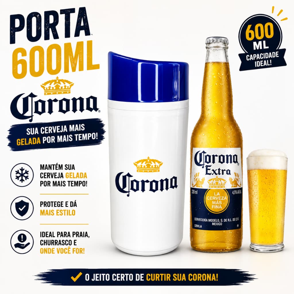 Porta Garrafa 600ml Cerveja Suporte Corona Térmico Corona