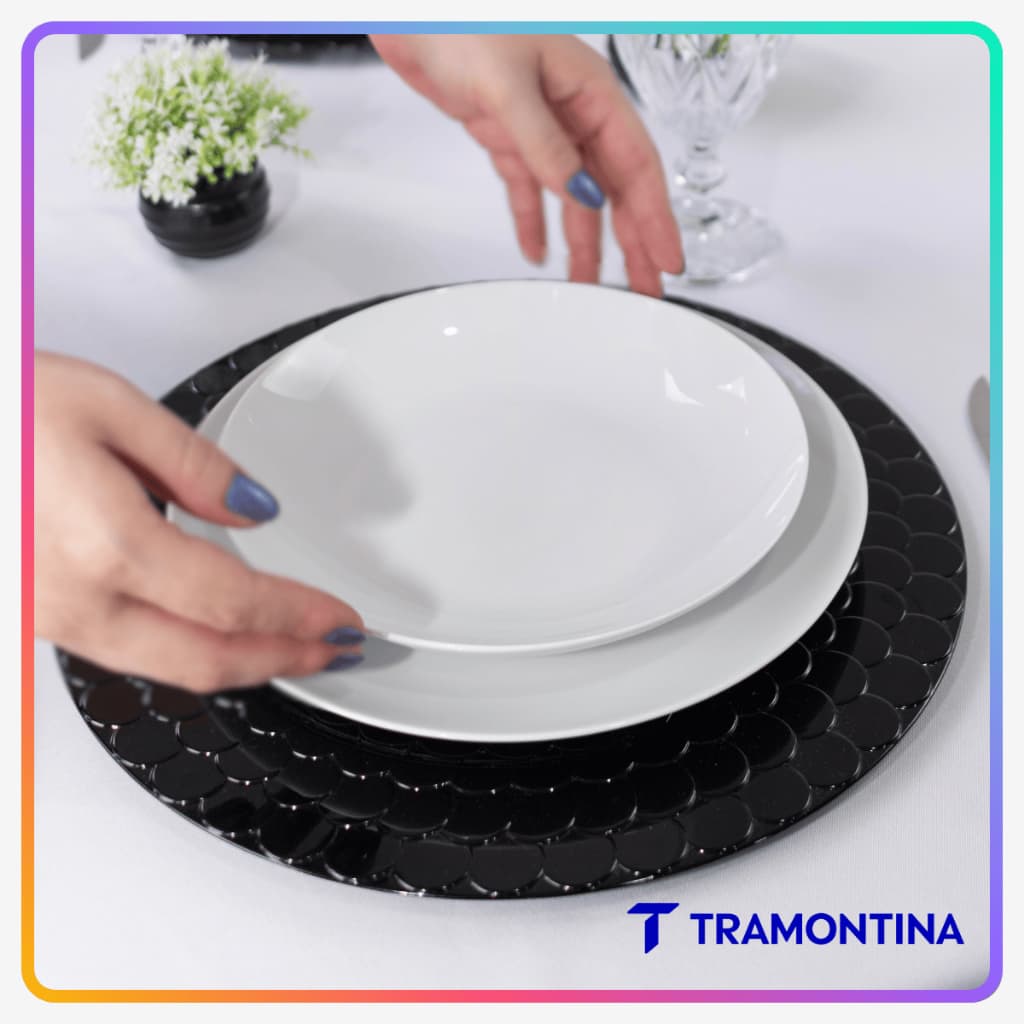 Jogo de Pratos Jantar Leonora Tramontina Porcelana Conjunto de Pratos Raso, Fundo e Sobremesa Kits