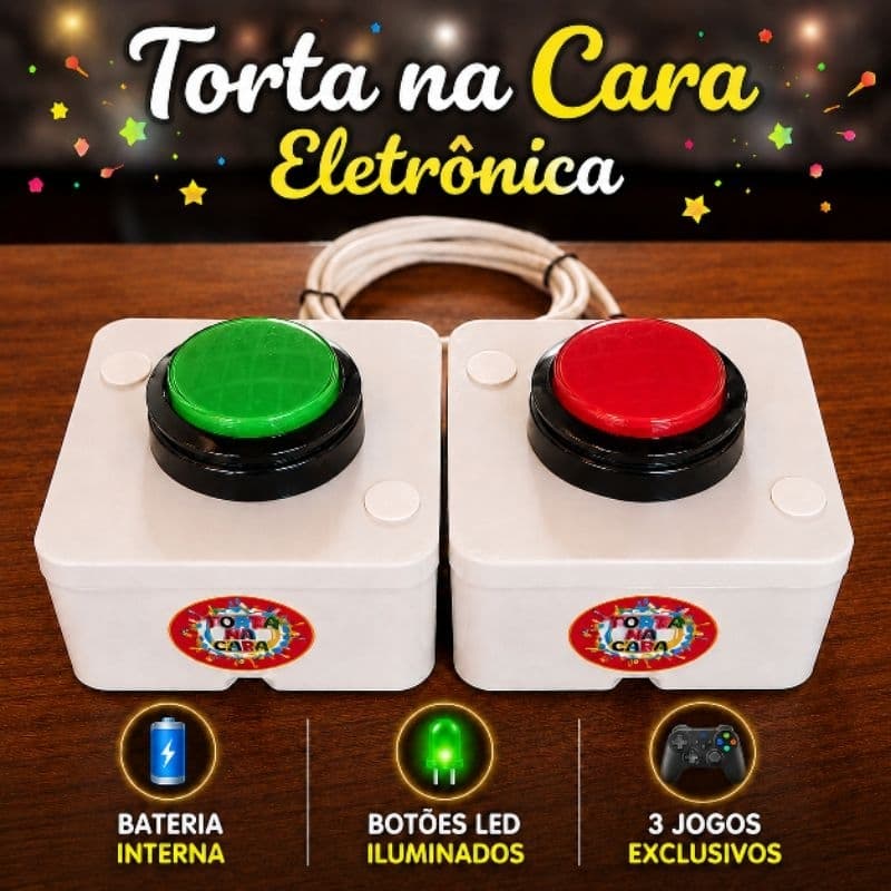 Máquina multi jogos com bateria interna, Torta na cara, Genius e jogo da bombinha, diversão garantida.