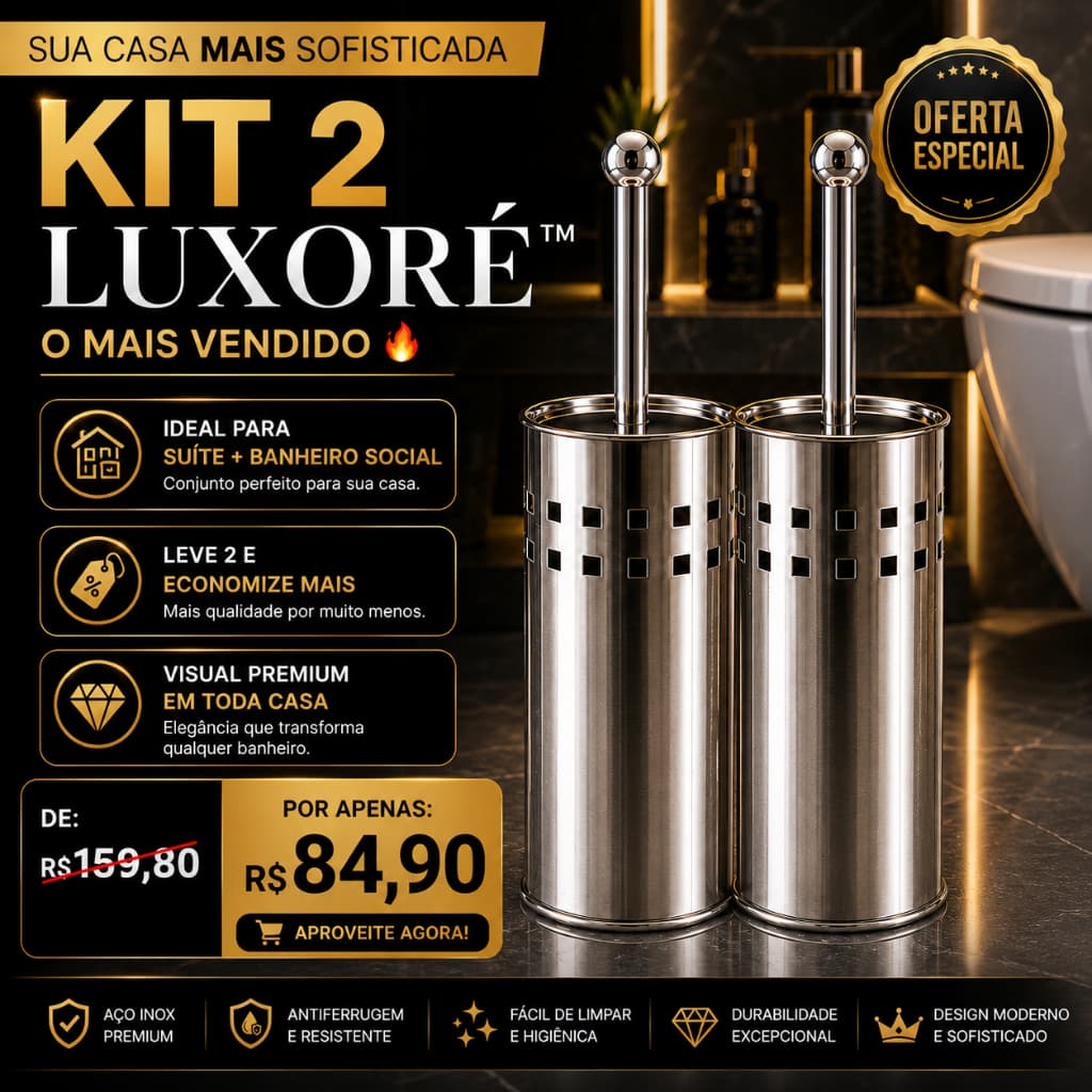 Escova Sanitária Inox Premium Com Suporte Luxo Para Banheiro Moderno