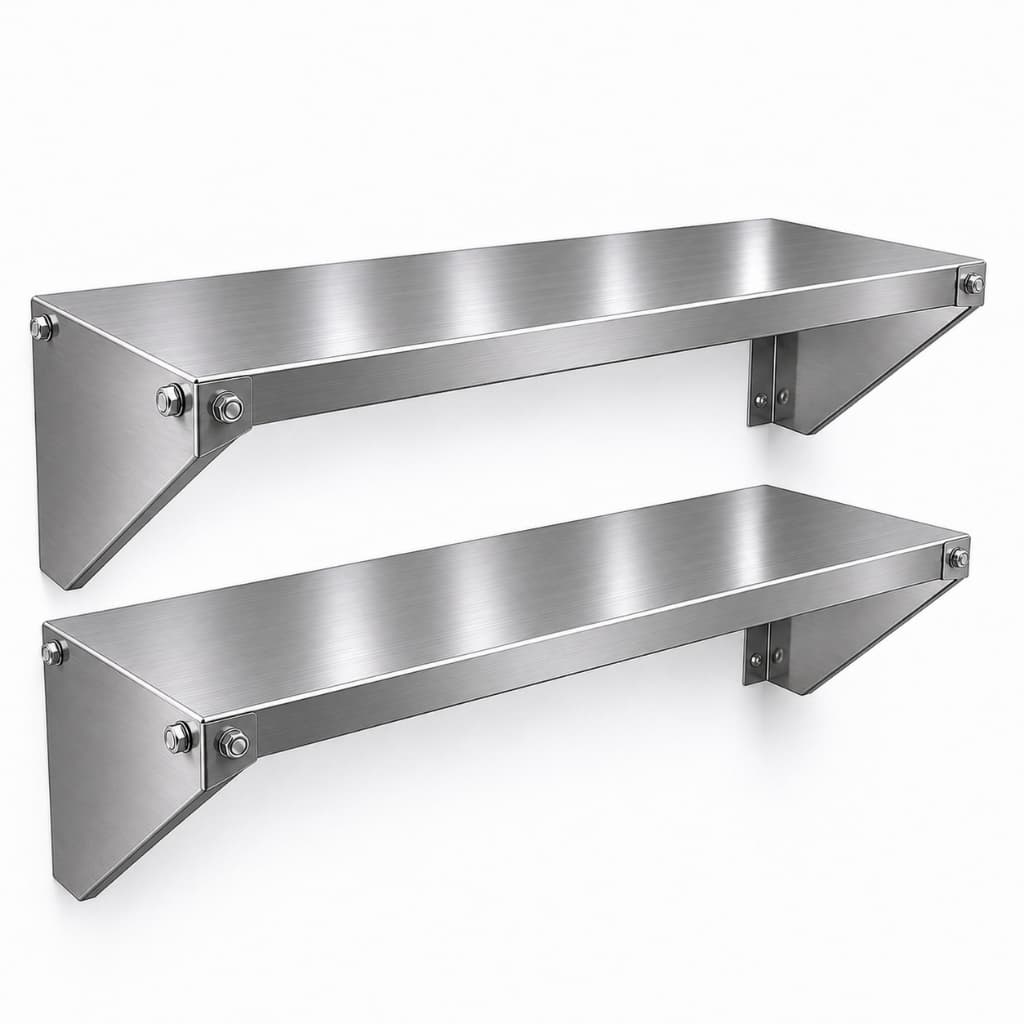 Kit 2 Prateleiras Aço Inox 430 Ou Galvanizado 100x22 Reforçada