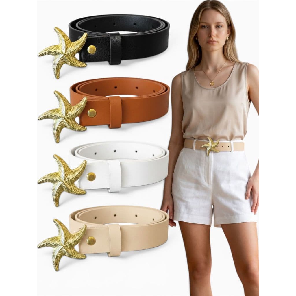 Kit4 Cinto Feminino Da Moda Fivela Estrela Do Mar 2,5cm Fashion Dia A Dia Ajustável - Patricia