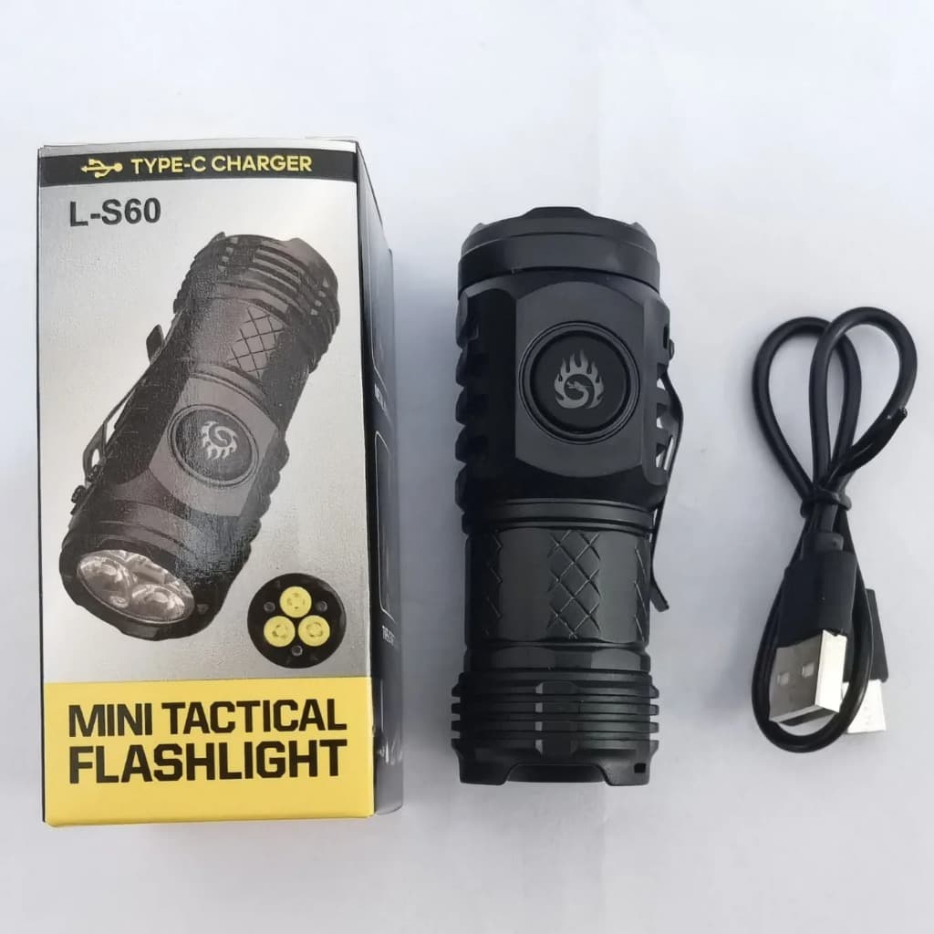 Mini Lanterna Tatica Recarregável Portatil Led Luz Branca 5 Modos