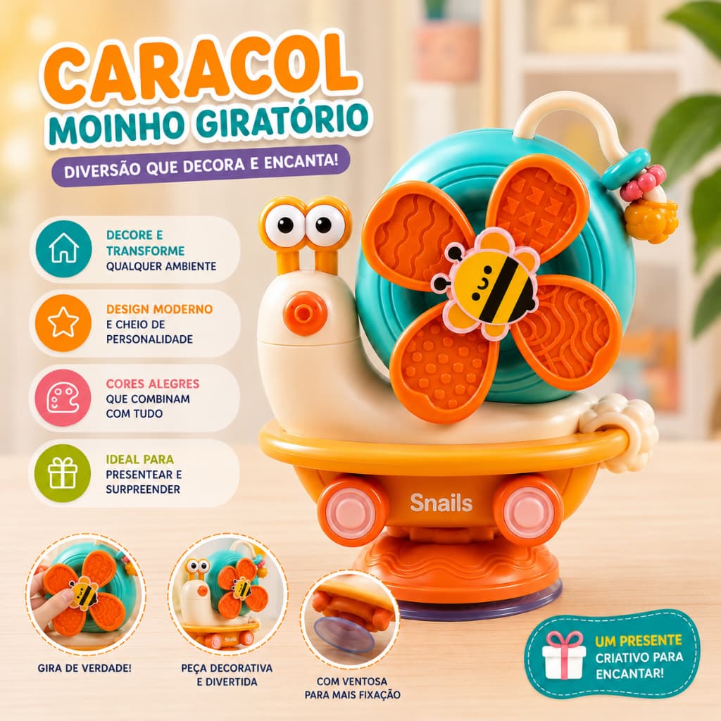 Brinquedo Caracol Moinho Giratório - Brinquedo Divertido e Decoração