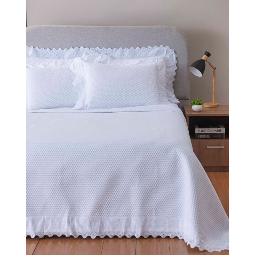 Cobre leito LUNA SOLTEIRO CASAL QUEEN KING Colchas Hipercal  Bordado inglês 200 fios 100% poliéster