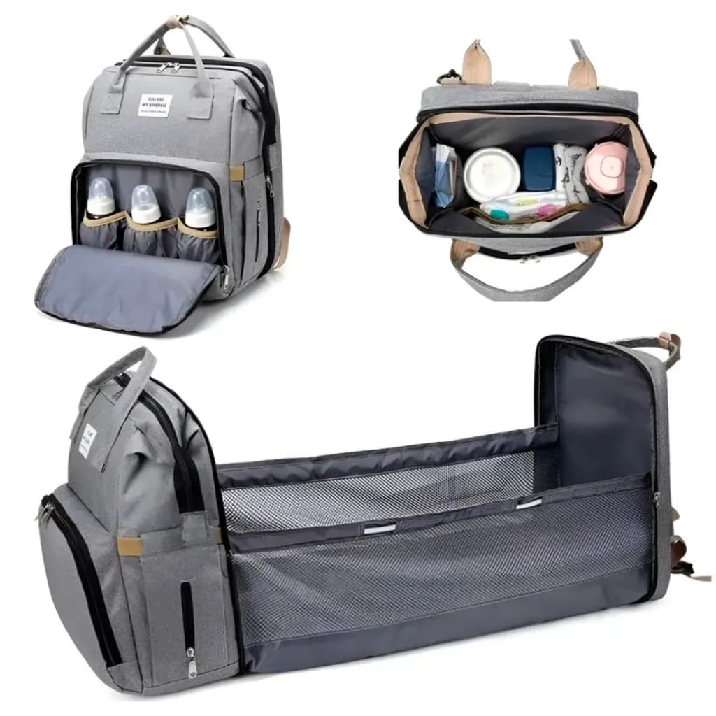 Mochila Bolsa Maternidade Multifuncional Vira Berço Portátil Impermeável Grande Capacidade Com Trocador Porta Mamadeira