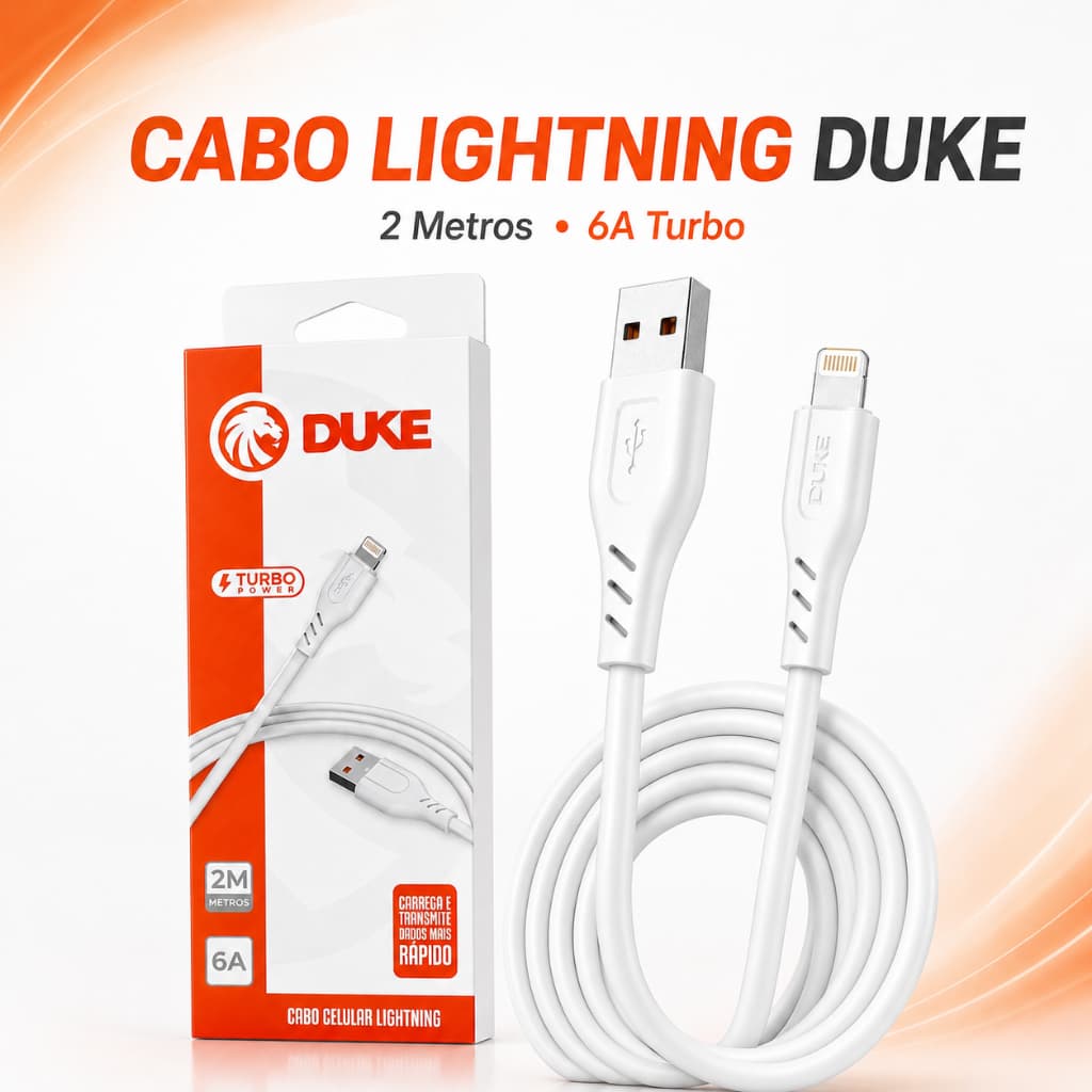 Cabo USB Para LIghtning 2 Metros Turbo Branco