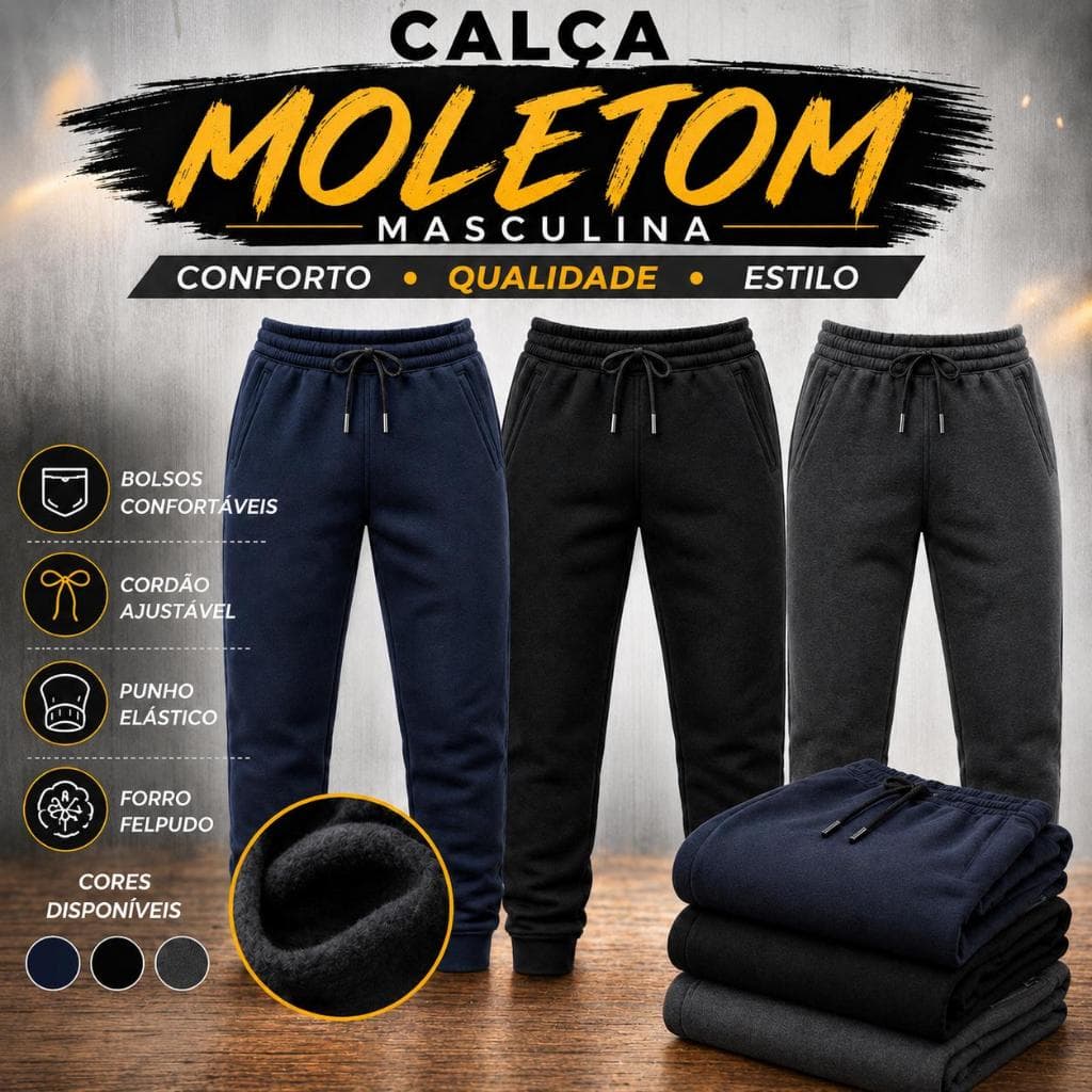 Kit 2 Calça De Moletom Masculina Jogger Flanelada – Peluciado Quentinha Inverno Casual