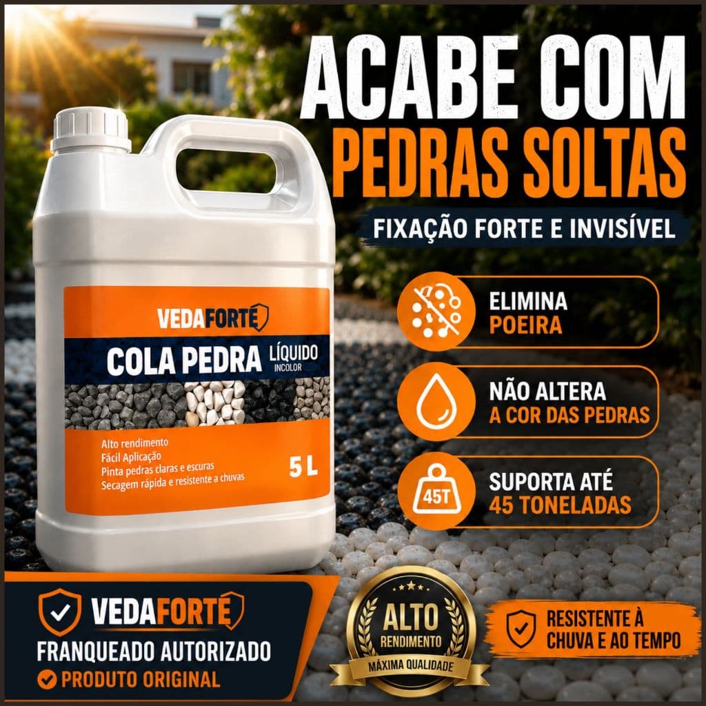 Cola Pedra Incolor 5L Veda Forte Fixador de Pedras Jardim Paisagismo Pedrisco e Calçamento