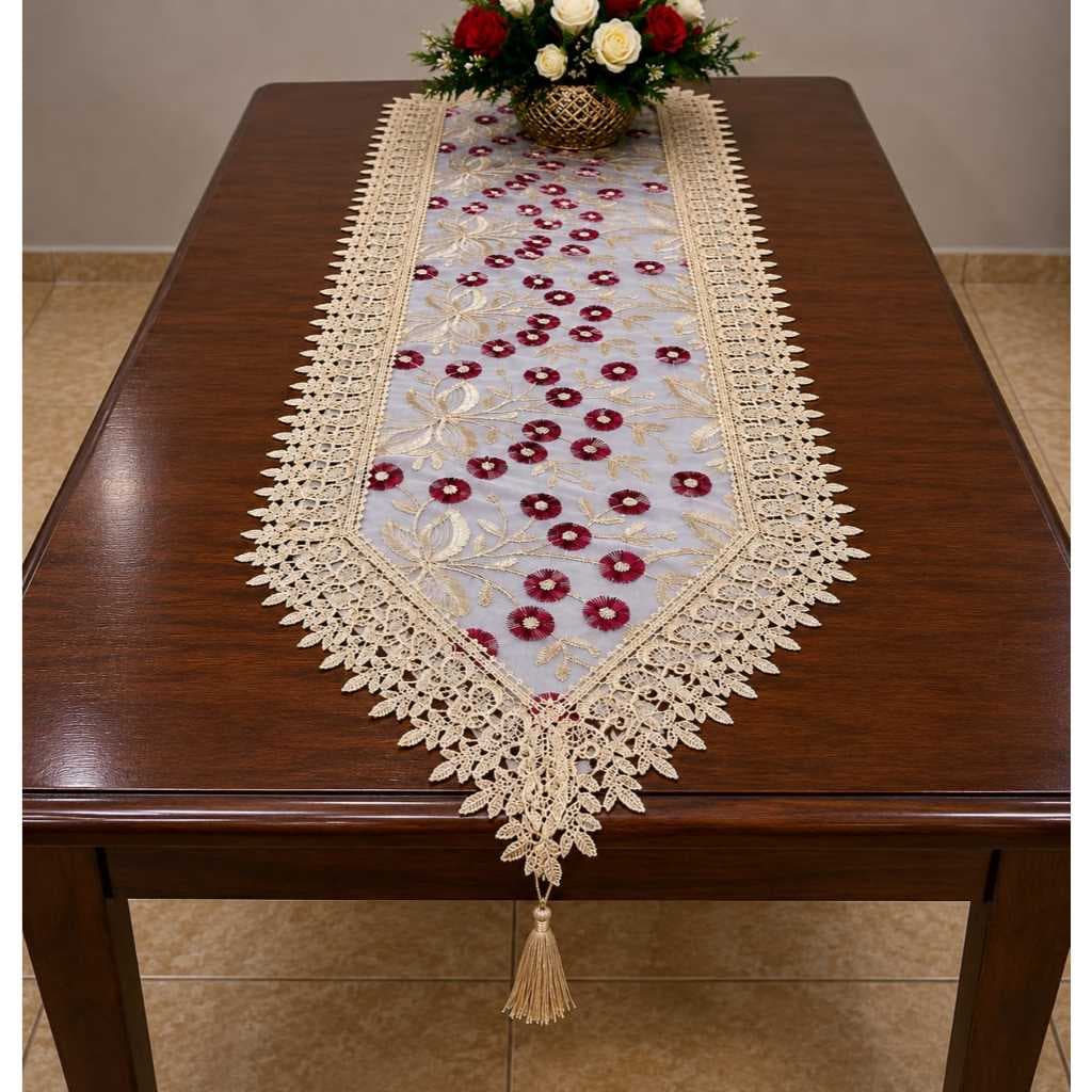 CAMINHO DE MESA RENDA COM GRIPIR MESA POSTA , DECORATIVO DE 1,50CM.