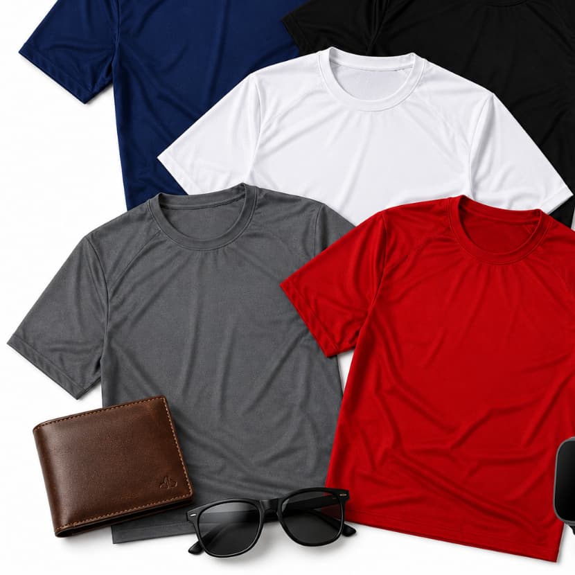 KIT Masculino Camisa Dri Fit + Óculos De Sol + Carteira de Couro para o ano todo