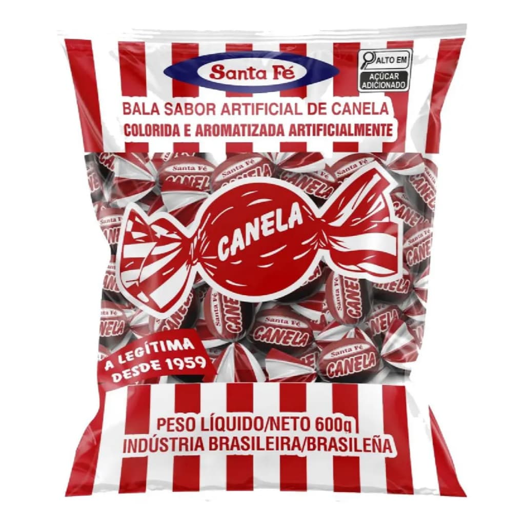 Bala de Canela Santa Fé 600g – Sabor Canela, Ideal para Comércios