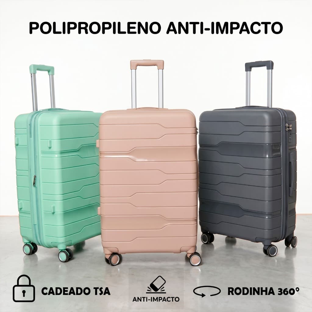 Mala Grande Despachar 32kg Troia Expansível 72cm Polipropileno Inquebrável, Rodas 360 c/ Cadeado TSA