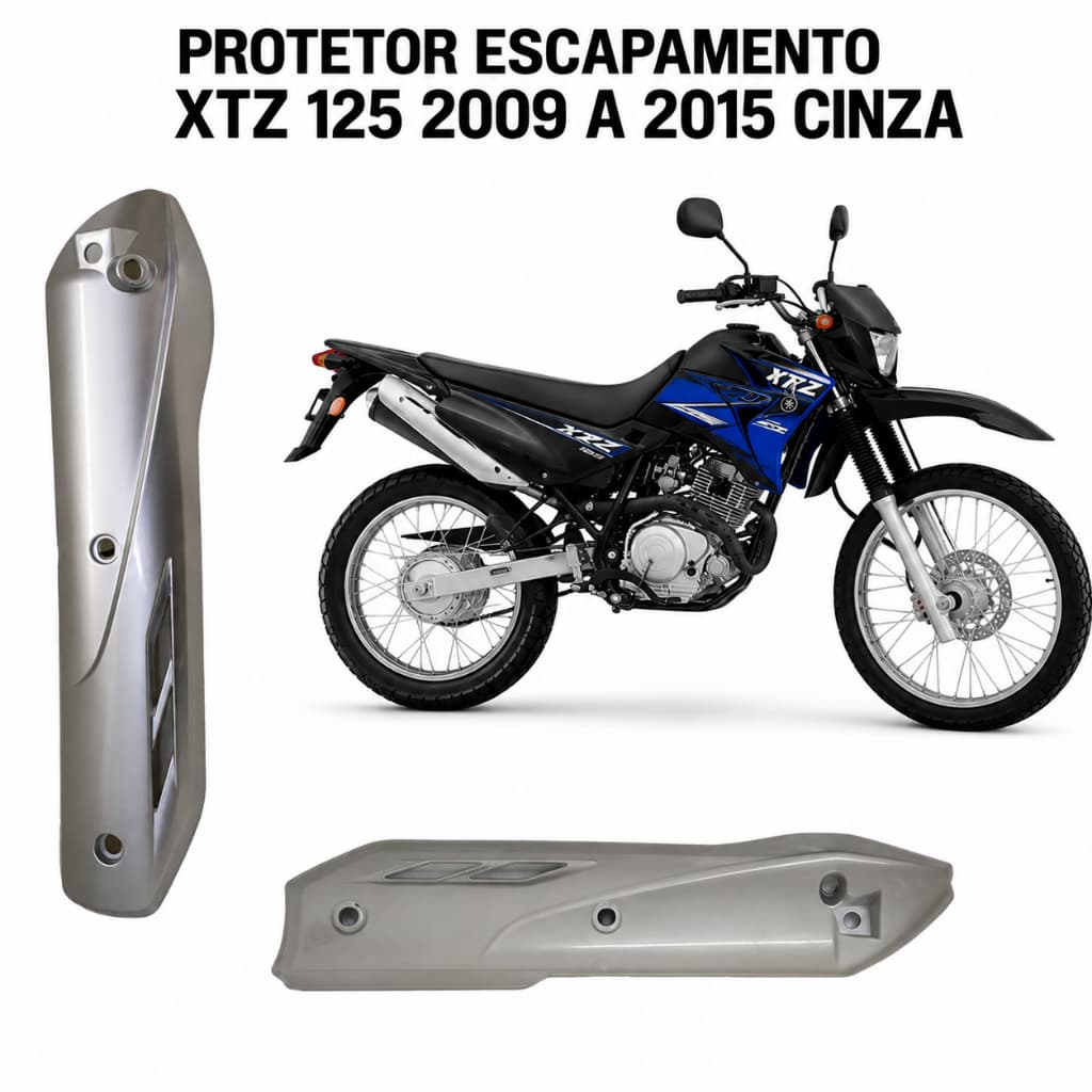 Protetor Escapamento XTZ125 2009 A 2015 CINZA TAMPA ESCAPAMENTO XTZ 125