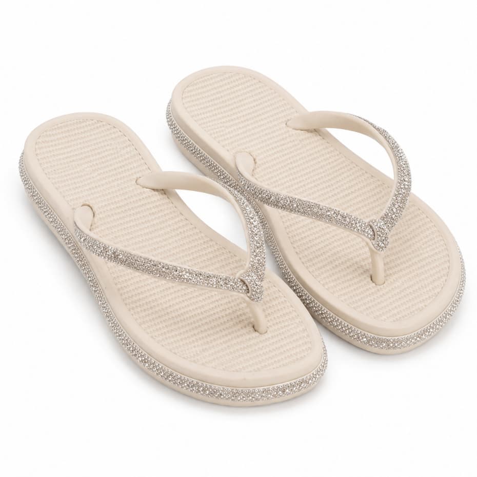 Chinelo Feminino Strass Confortável Leve Macio Sandália Plataforma Casual Dia a Dia