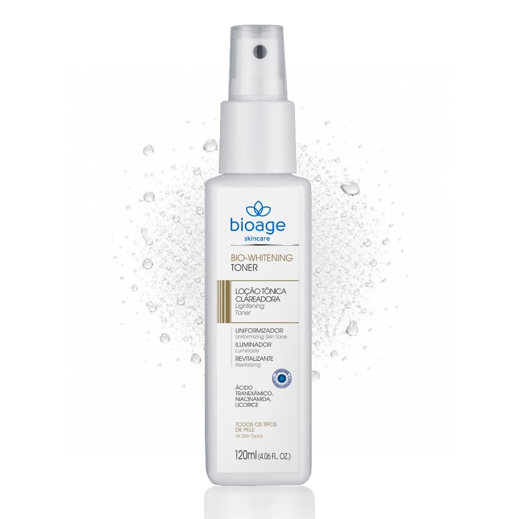 Tônico Clareador Facial BioAge Bio Whitening Toner Clareamento de Manchas Melasma Uniformizador Escudo Protetor 120ml