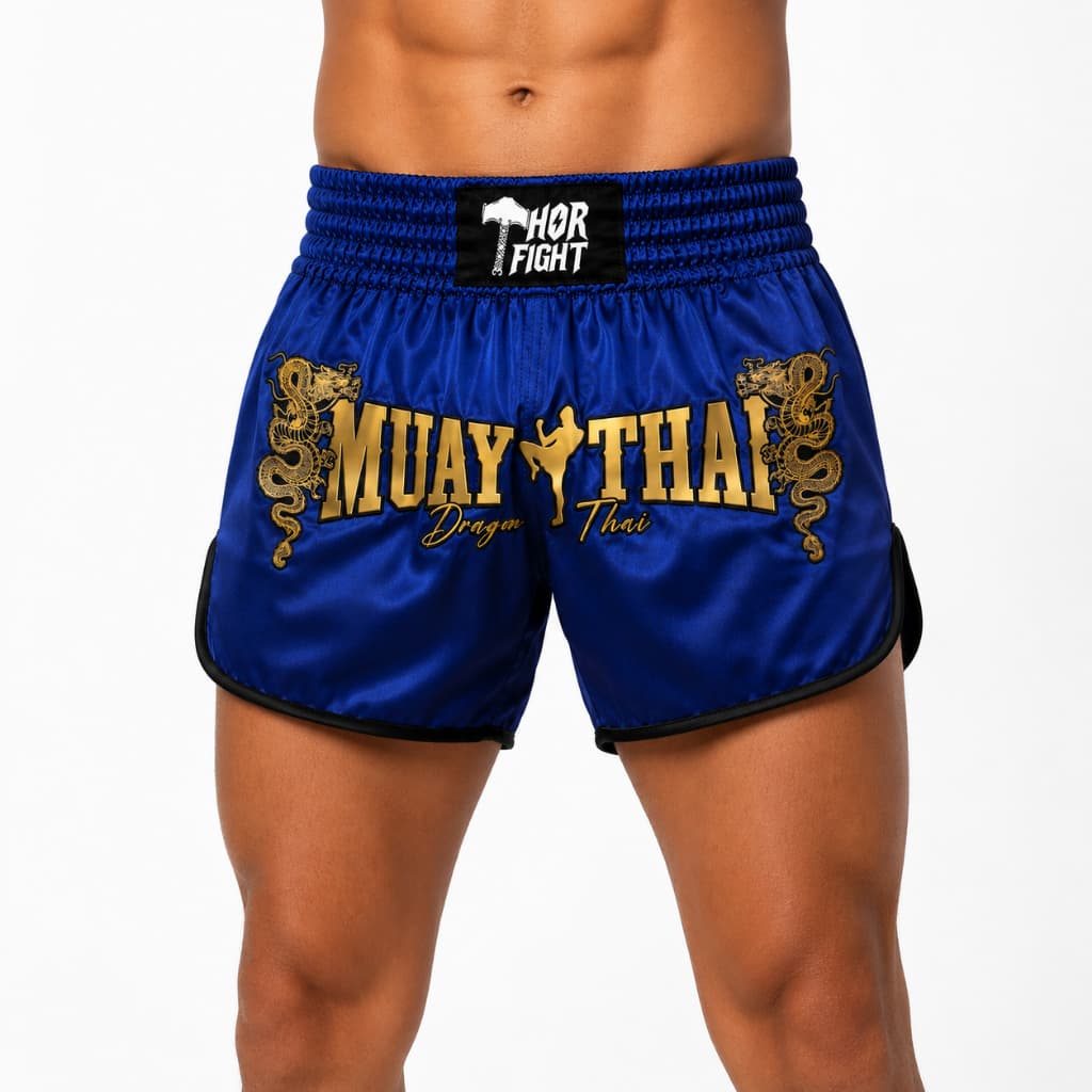 Short Muay Thai Azul Unissex Kickboxing MMA Boxe Dragon Thai Profissional Envio Rápido