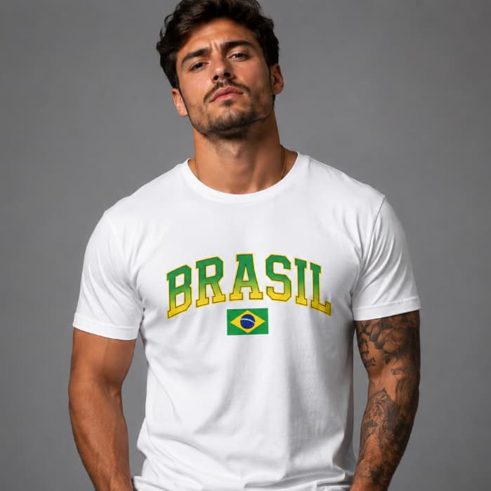 Camiseta Brasil Torcida Unissex Copa Do Mundo 2026 100% Algodão Hexa