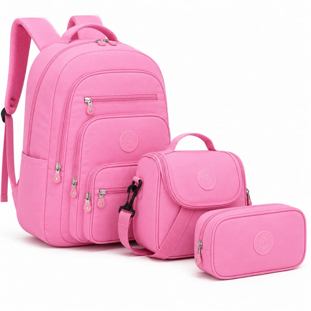 Kit Mochila Escolar Bolsa Grande Costas + Lancheira Térmica + Estojo Box - Material Impermeável Reforçado Criança Unisex