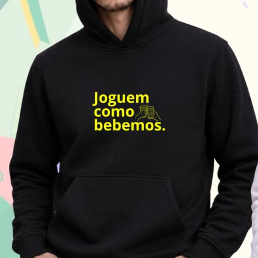 Moletom BRASIL JOGUEM COMO BEBEMOS - Moletom Canguru - Copa Futebol