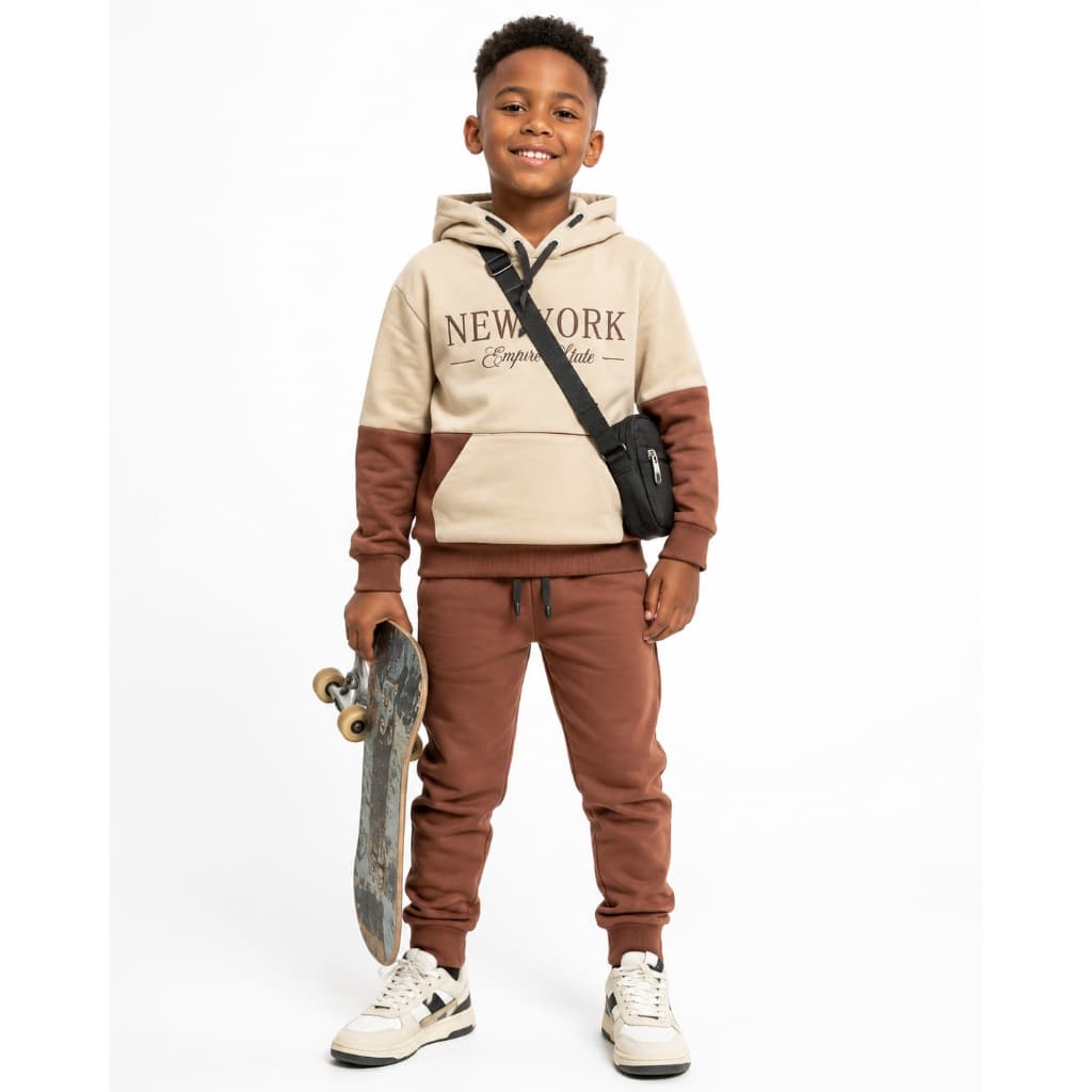 Conjunto Moletom Canguru Masculino Infantil Inverno Casual Confortável