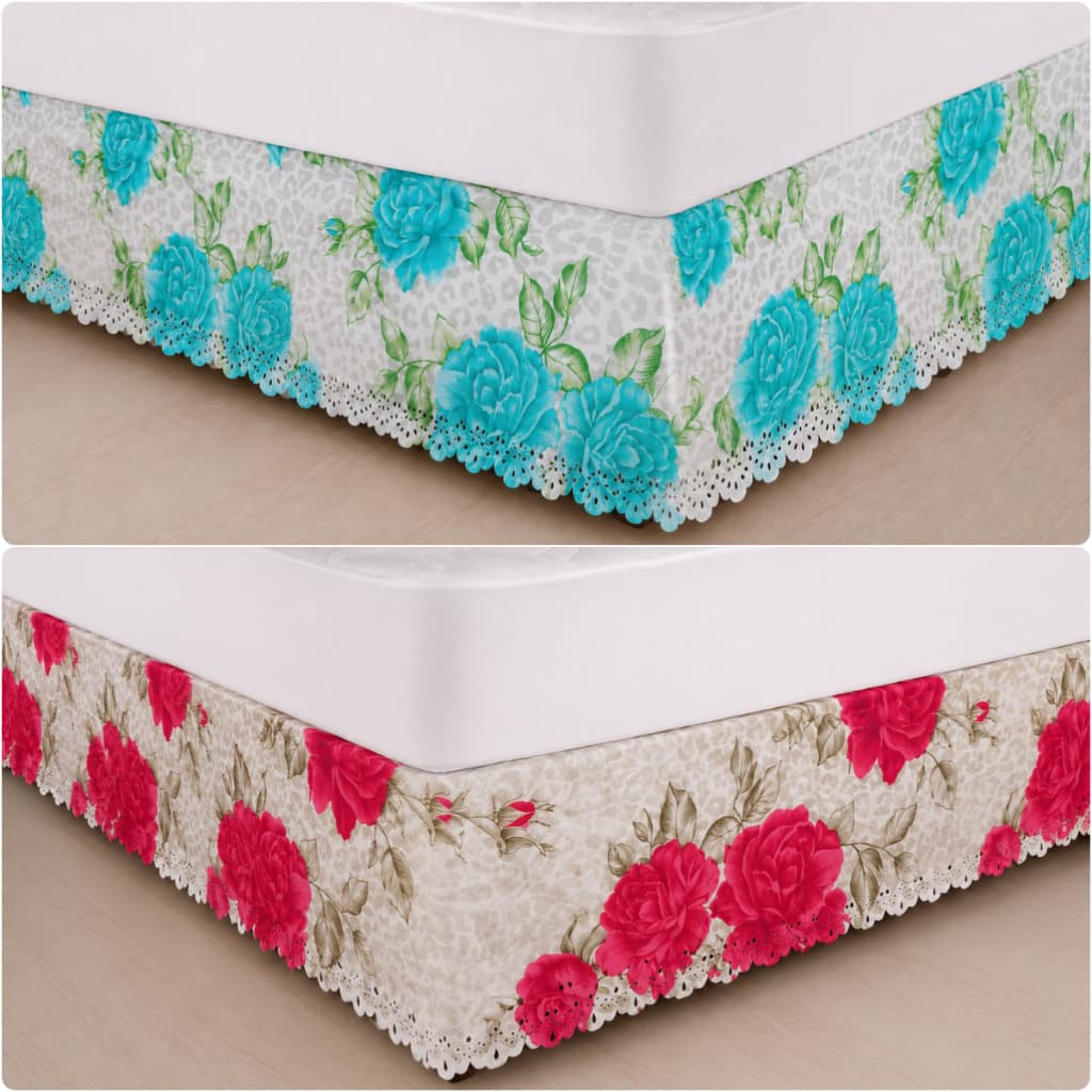 Saia Cama Box Colchobox RIOLEEN Solteiro e Casal Floral Estampada Tecido Premium Toque Macio