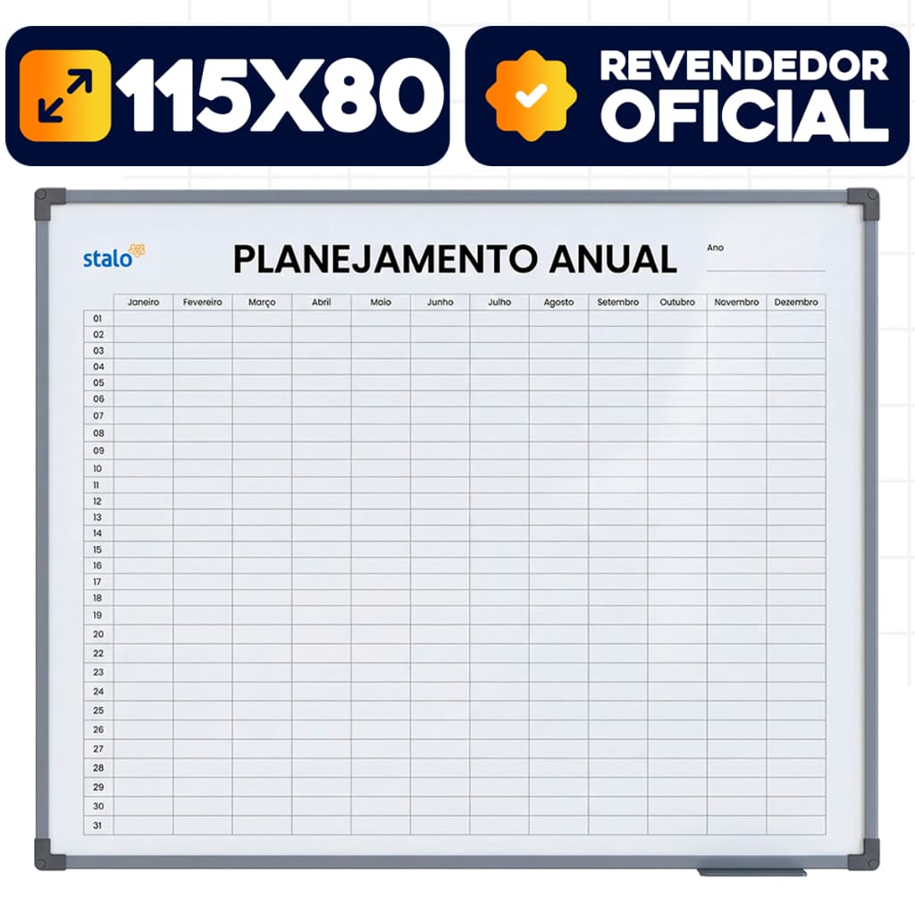 Lousa Quadro Planner Mensal Anual 120x90cm Moldura Soft Alumínio Agenda Planejador Organizador Rotina Mês Ano Semana