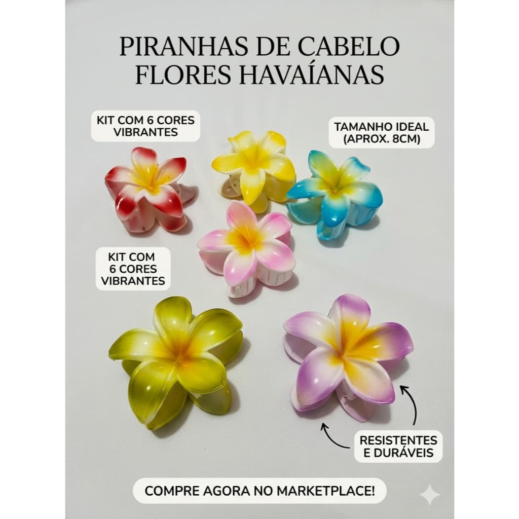 Presilha Prendedor De Cabelo Piranha Flor Moda Verão