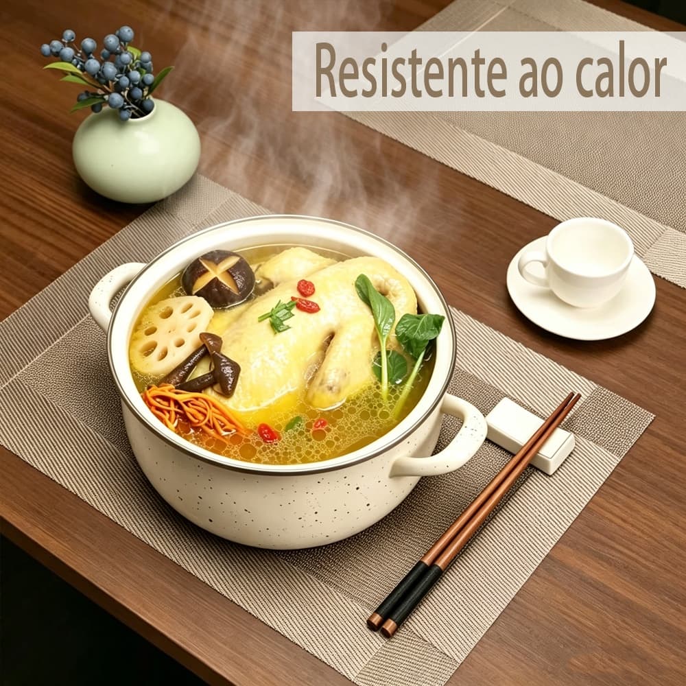 Kit 5 Tapetes de Mesa para Jantar Ocidental, Isolante Térmico e Fácil de Limpar, Corte a Quente