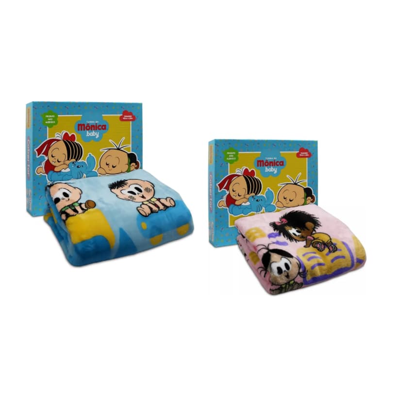 Cobertor Bebê Premium Turma Da Mônica Baby Antialérgico Cor Azul  Rosa