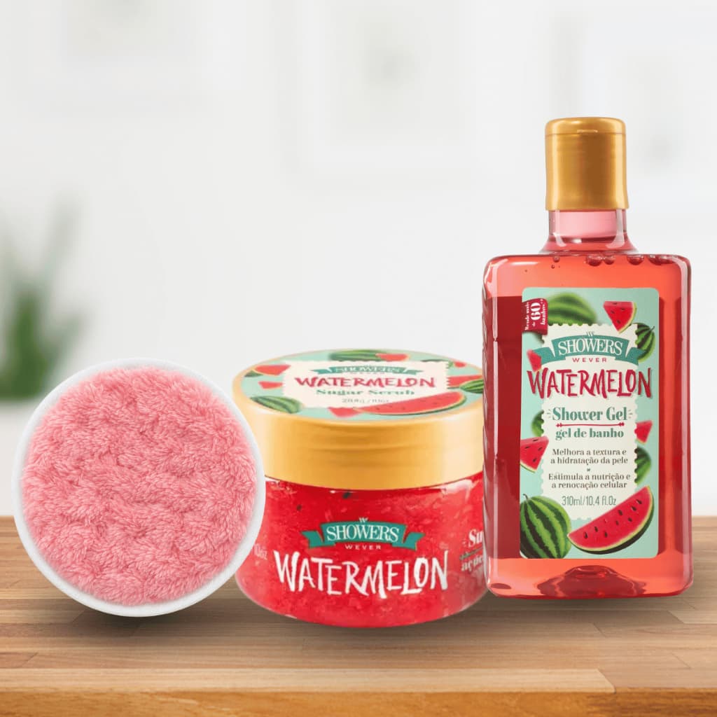 Kit Banho Esfoliante + Gel Corporal Wever Hidratante Corporal Melancia Vanilla