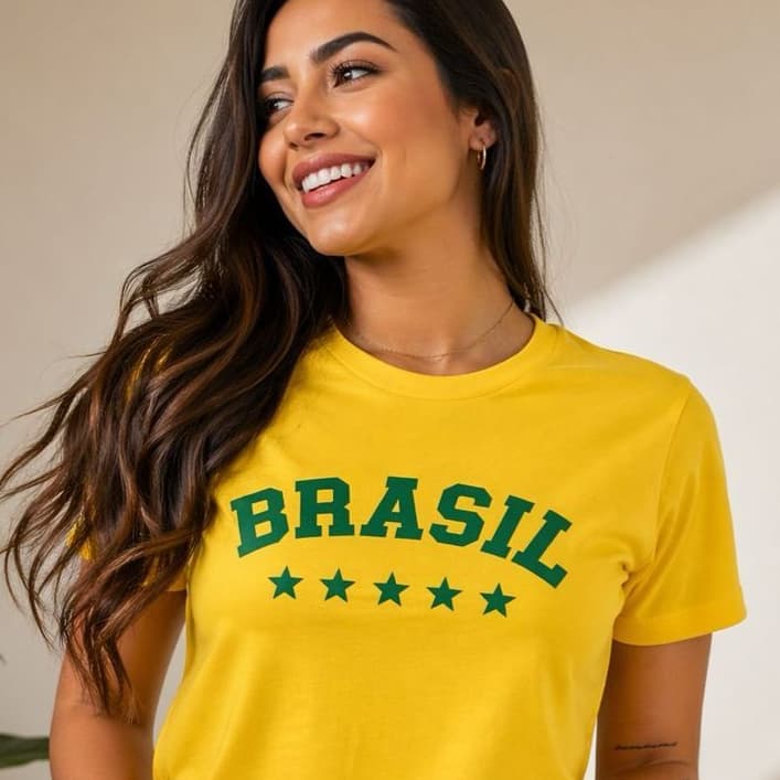 Blusa Feminina Brasil Camiseta T-shirt Copa do Mundo Brasil Camisa Copa Lumix