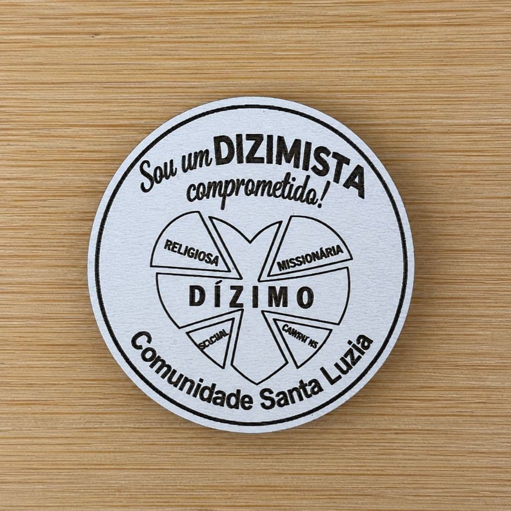 Kit Imã MDF Dizimista Comprometido Igreja Católica Pastoral Dízimo Lembrancinha Religiosa Lembrancinha em Madeira MDF