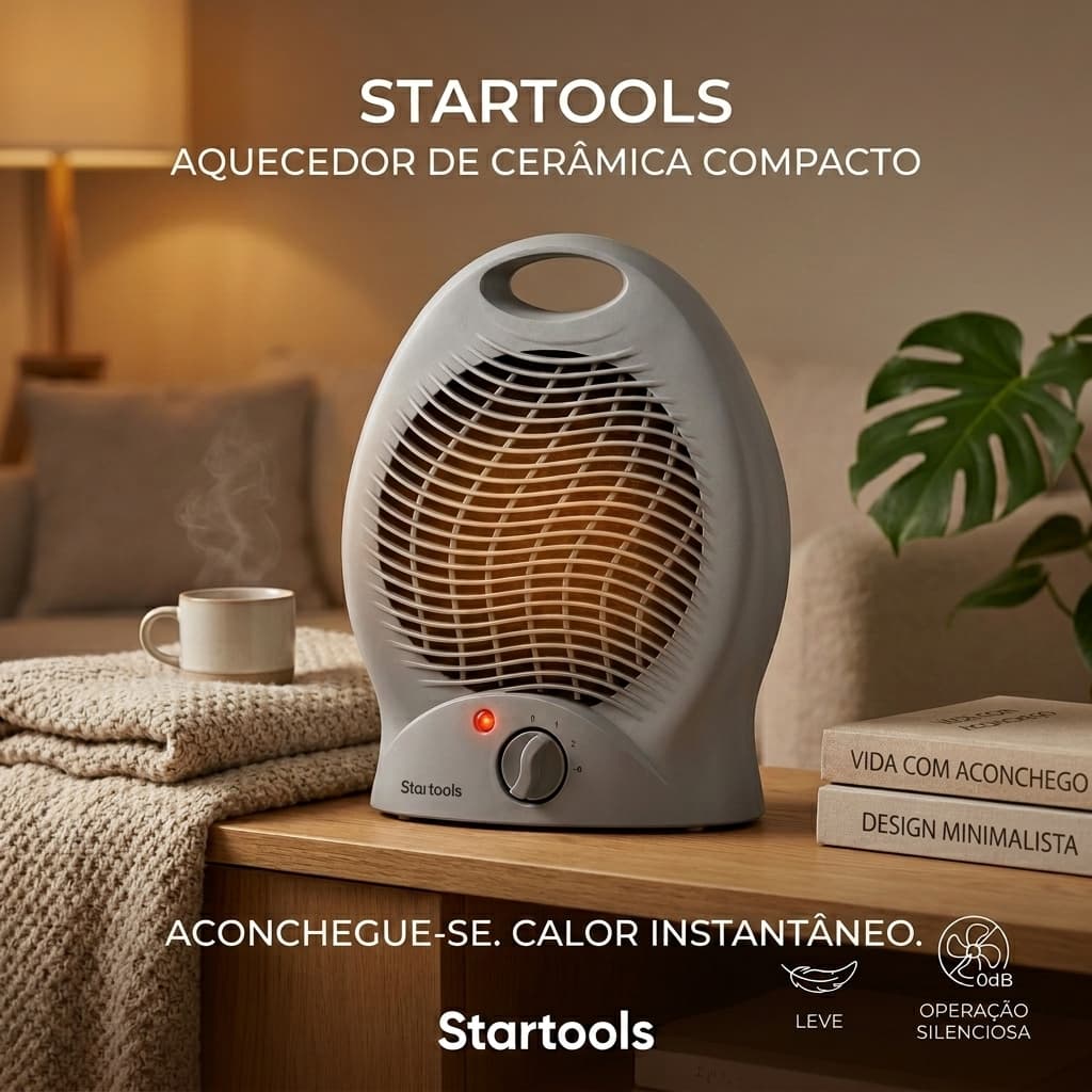 Aquecedor De Ar Elétrico Portátil Potente 2000W 220V Quarto Sala Inverno Compacto Cinza