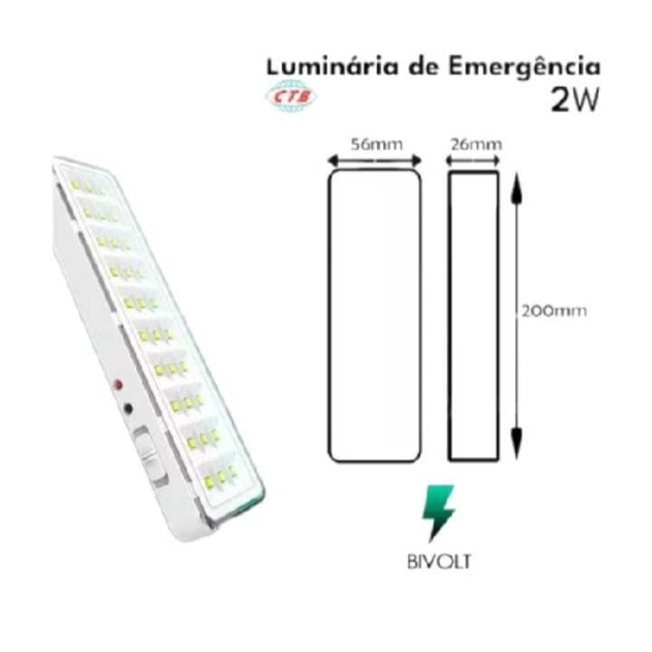 Luminária De Emergência Com 30 Leds Marca Ctb Com Envio Imediato Bivolt