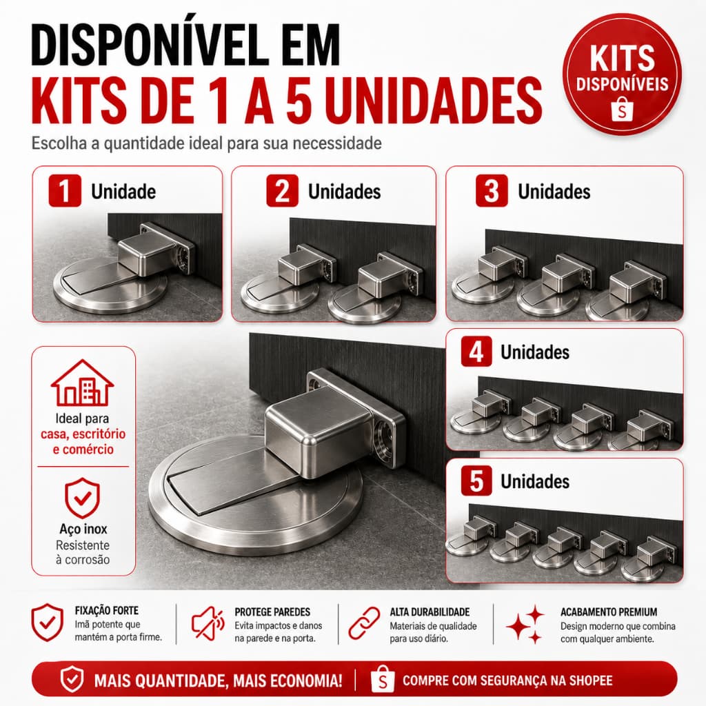 Prendedor Fixador Trava Porta Magnético Fixação Slim Anti Batida