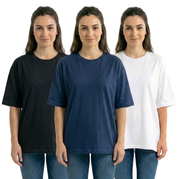 Kit 3 Camiseta Feminina Oversized Tamanho Amplo Confortável e Versátil