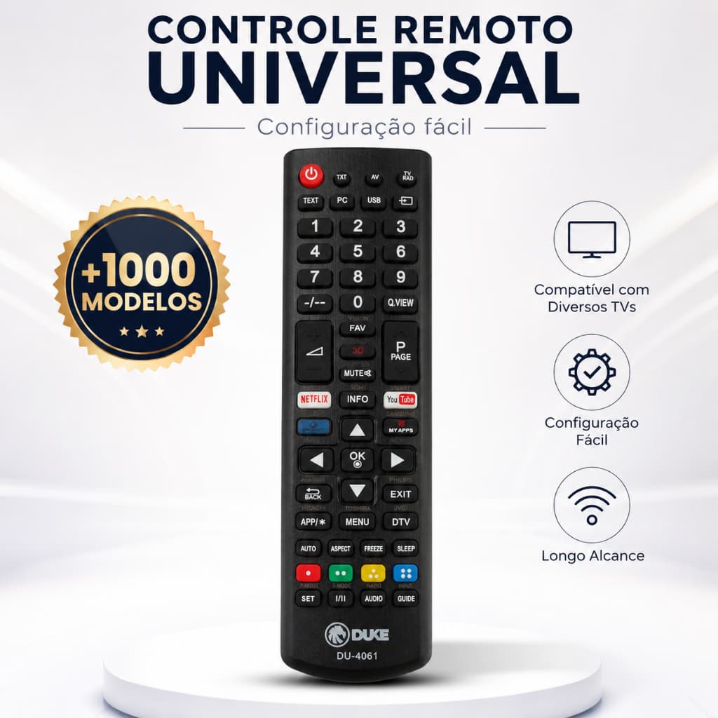 Controle Remoto Universal Para + 1000 modeos de TV Smart LED LCD Plasma Tubo