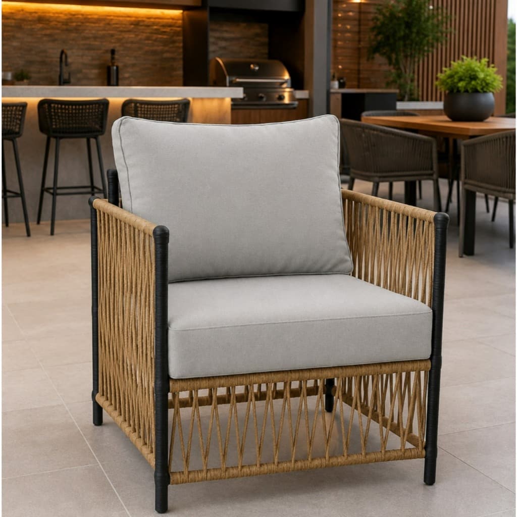 Poltrona em Corda Náutica Luxo Área Gourmet Varanda Jardim Estrutura Reforçada Direto da Fábrica