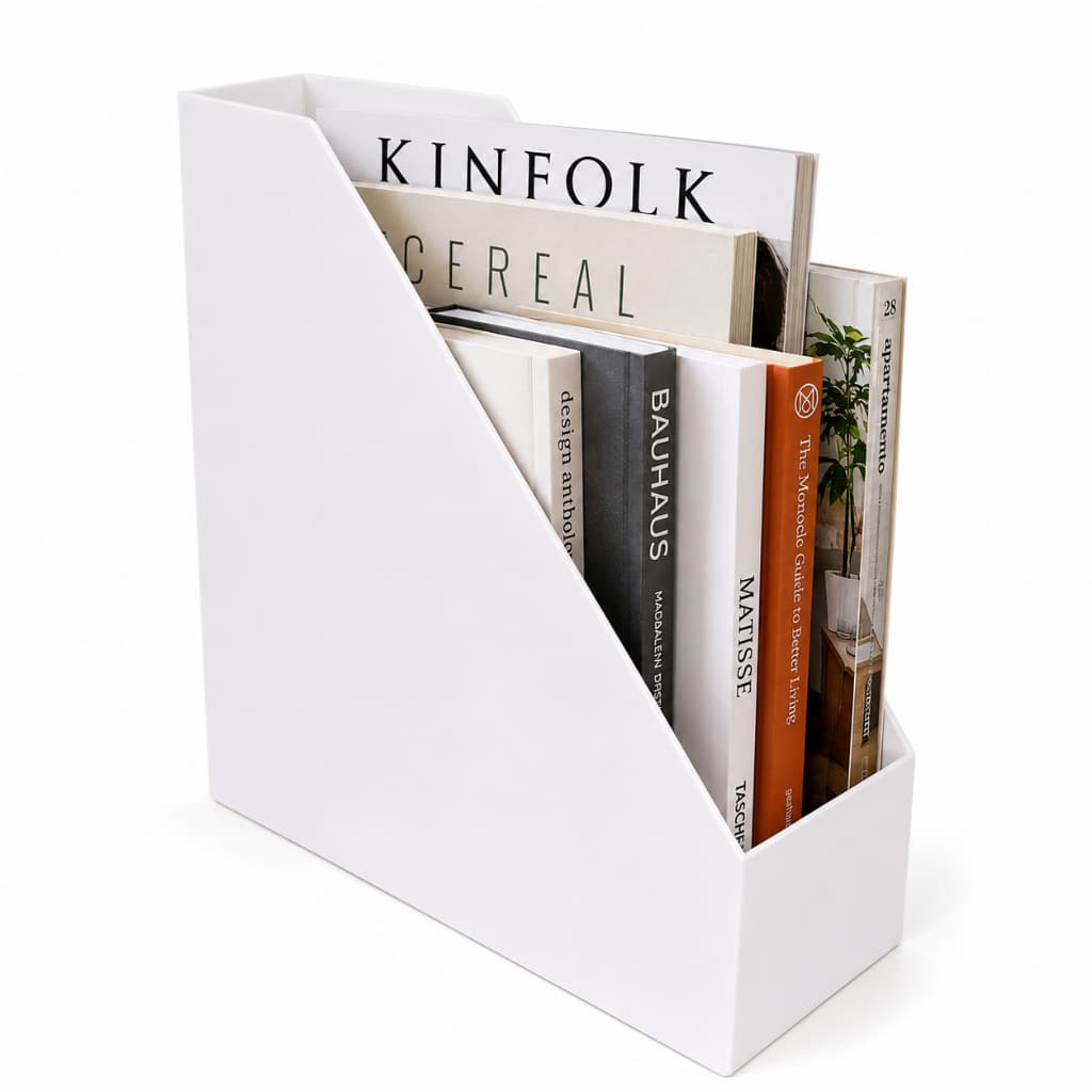 Porta Livros Revistas Cadernos 28x11x30 Mdf Madeira Pintado Cores Variadas Organizador Multiuso