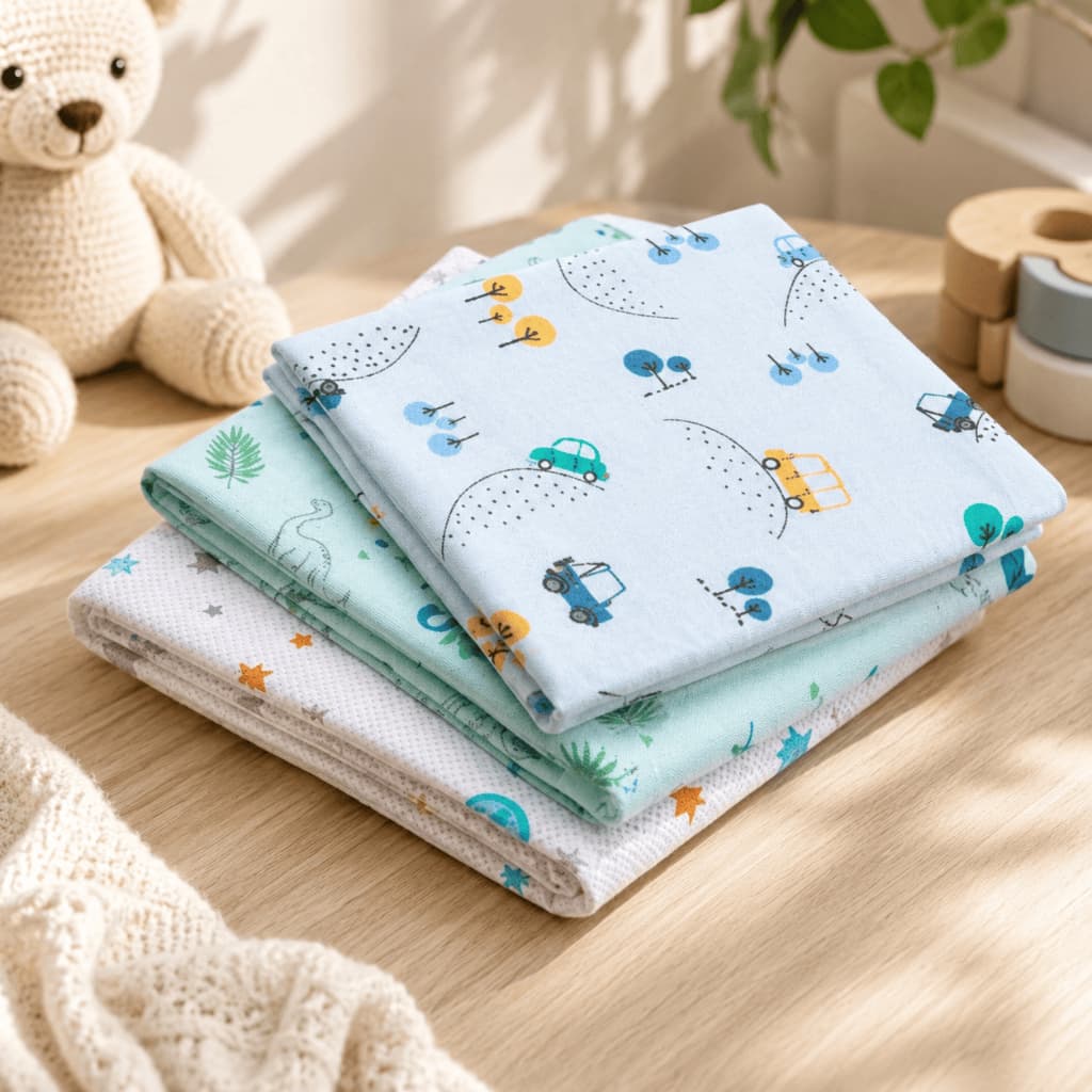 Kit 3 Cueiros Estampados Flanelados Bebê Unidades 80X50CM Papi
