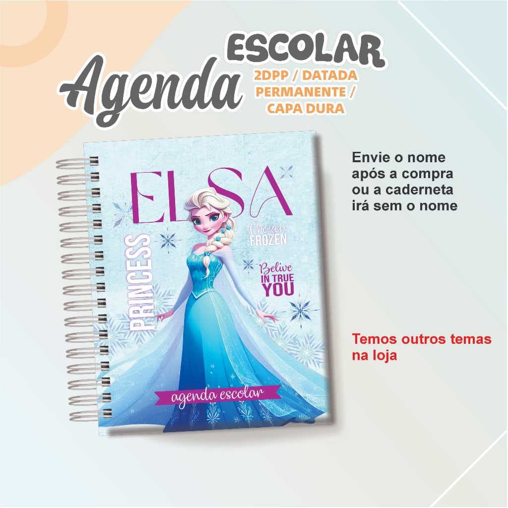 Caderno Escolar 200 Páginas Capa Dura | Envie Seu Nome Após a Compra